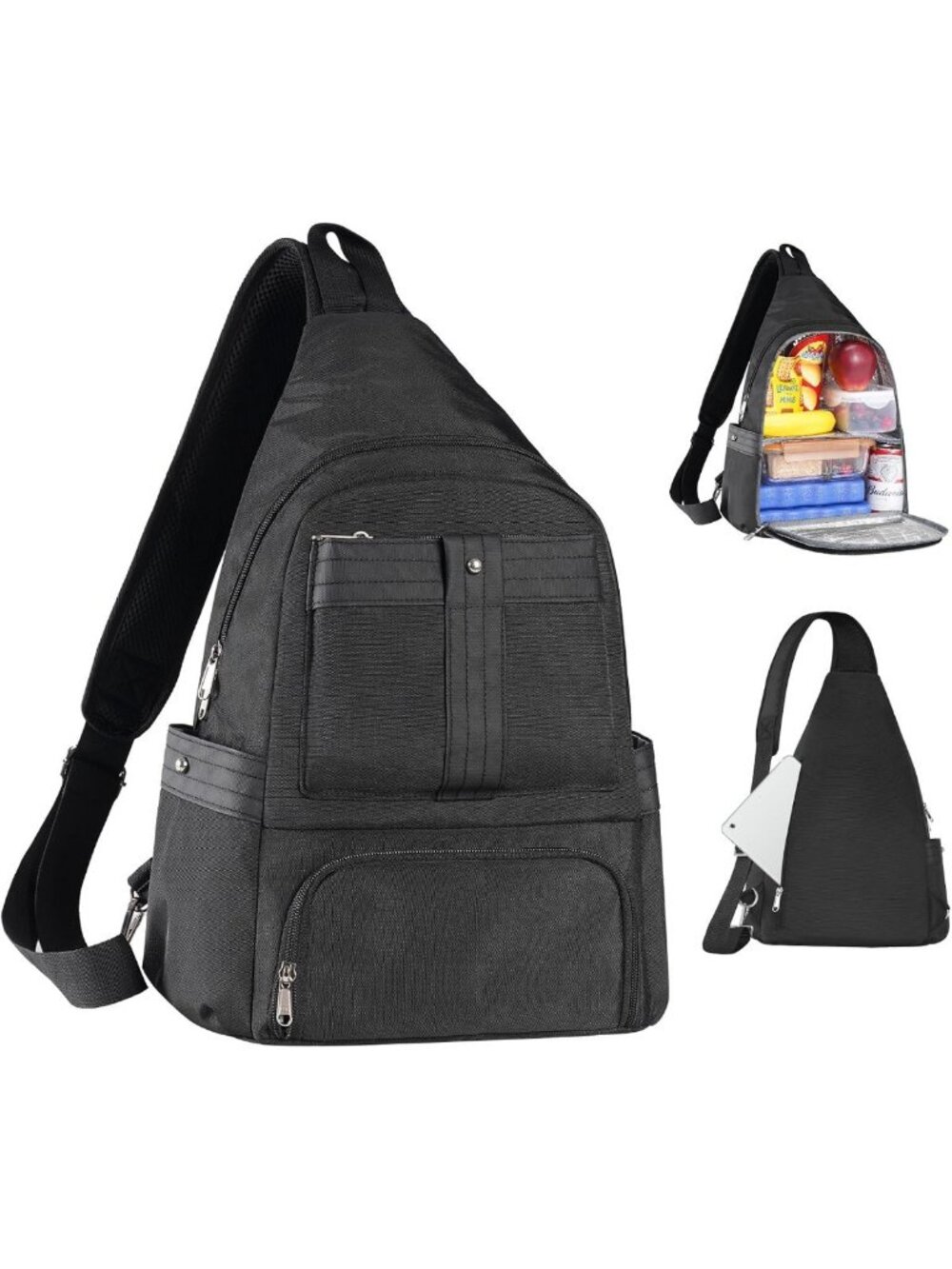 Insulated Double Deck Crossbody Lunch Backpack - Large Leakproof Lunchbox